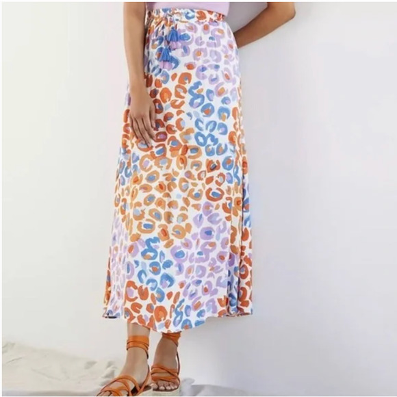 FARM Rio Dresses & Skirts - Farm Rio for Anthropologie Vibrance Leopard Print Maxi Tassel Skirt Sz M Boho